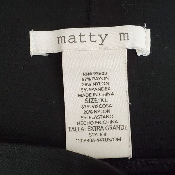 Matty M Women's Size XL Black High Rise Ponte Slub Slimming Legging Pockets - Picture 6 of 6